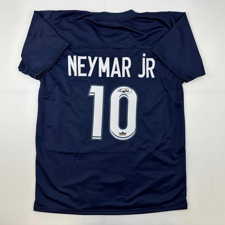Facsimile Autographed Neymar Jr. PSG Blue Reprint Jersey Size Men's XL