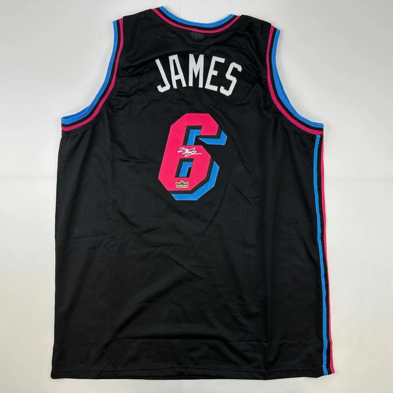 Facsimile Autographed LeBron James Miami Black Vice City Jersey Men's XL