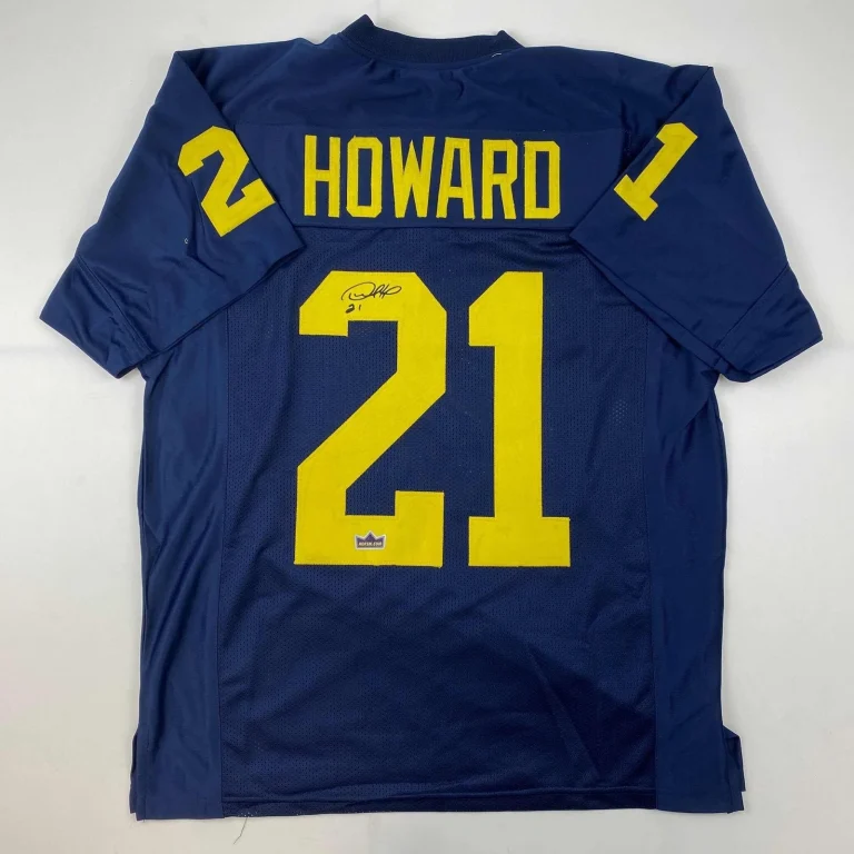 Facsimile Autographed Desmond Howard Michigan Blue Jersey Size Men's XL