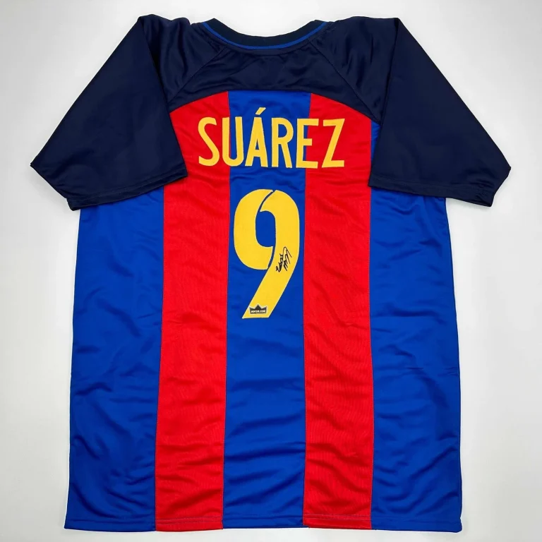 Facsimile Autographed Luis Suarez FC Barcelona Blue/Red Jersey Men's XL