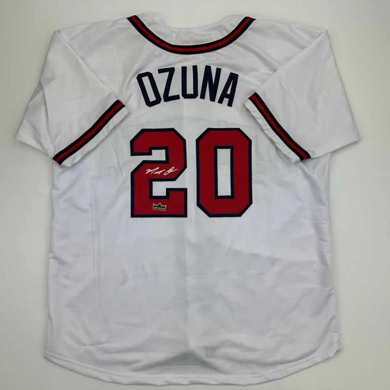 Facsimile Autographed Marcell Ozuna Atlanta White Jersey Size Men's XL
