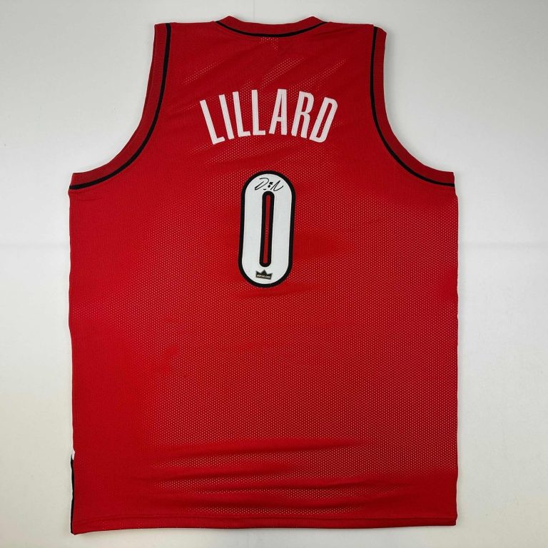 Facsimile Autographed Damian Lillard Portland Red Jersey Size Men's XL
