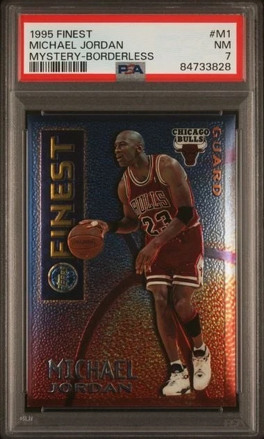 Graded 1995 Finest Michael Jordan #M1 Mystery Borderless Card PSA 7 NM