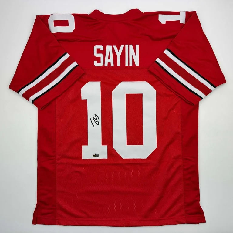 Facsimile Autographed Julian Sayin Ohio State Red Jersey Size Men's XL