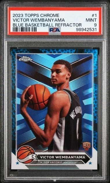 2023 Topps Chrome Victor Wembanyama #1 Blue Basketball Refractor PSA 9 Mint