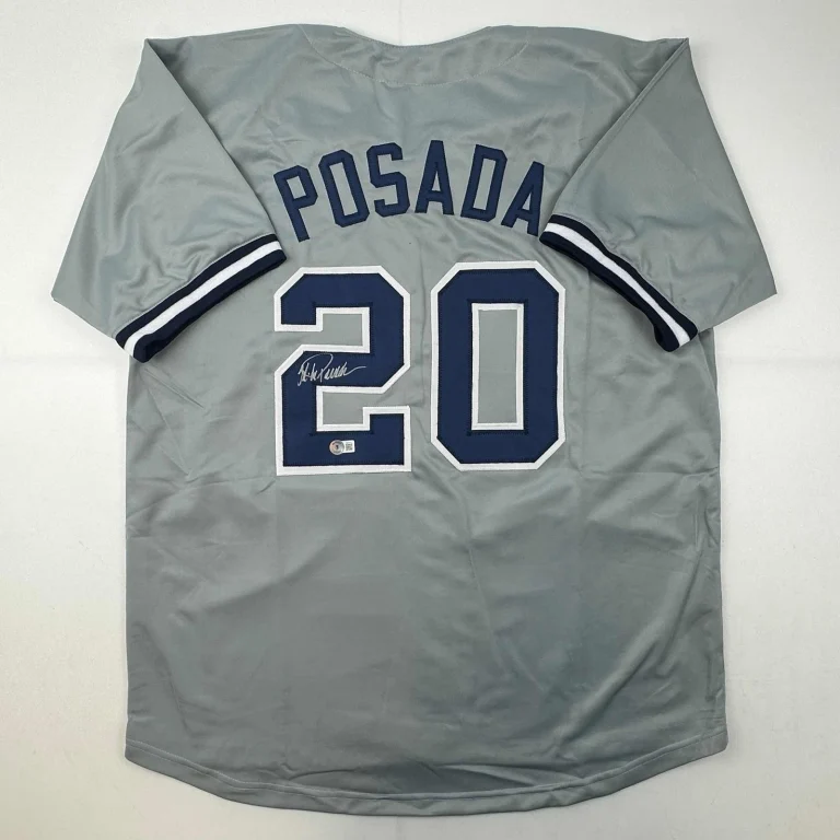 Autographed/Signed Jorge Posada New York Grey Jersey Beckett BAS COA