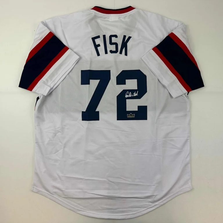 Facsimile Autographed Carlton Fisk Chicago White Retro Jersey Men's XL