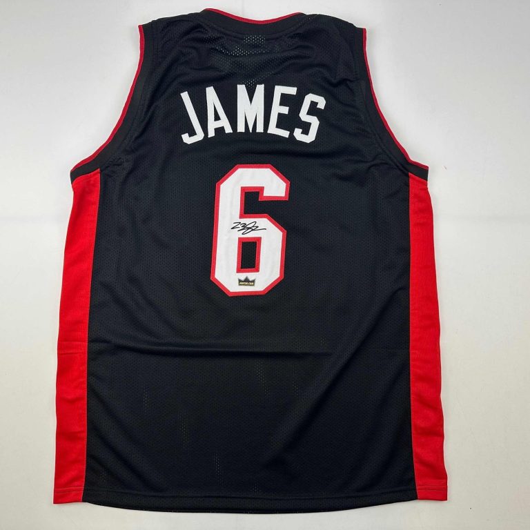 Facsimile Autographed LeBron James Miami Black Jersey Mens XL