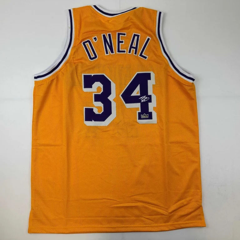 Facsimile Autographed Shaquille Shaq O'Neal Los Angeles Yellow Jersey XL