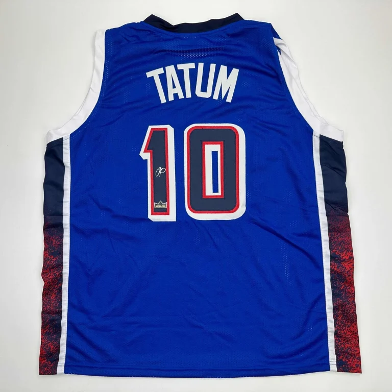 Facsimile Autographed Jayson Tatum 2024 Team USA Blue Jersey Size Men's XL