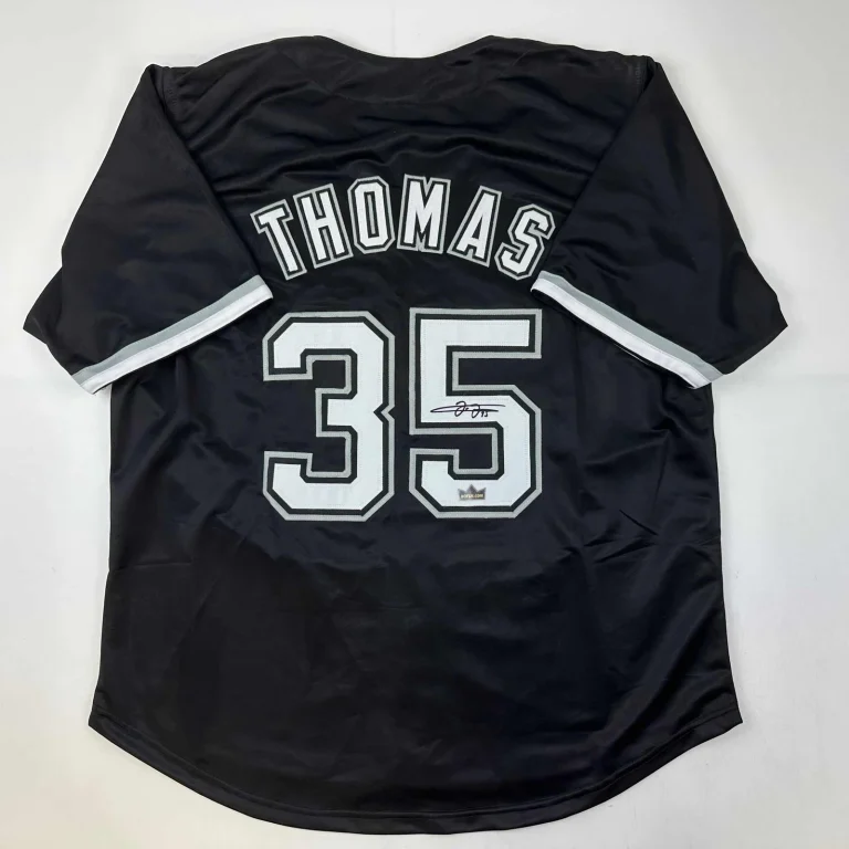 Facsimile Autographed Frank Thomas Chicago Black Jersey Size Men's XL