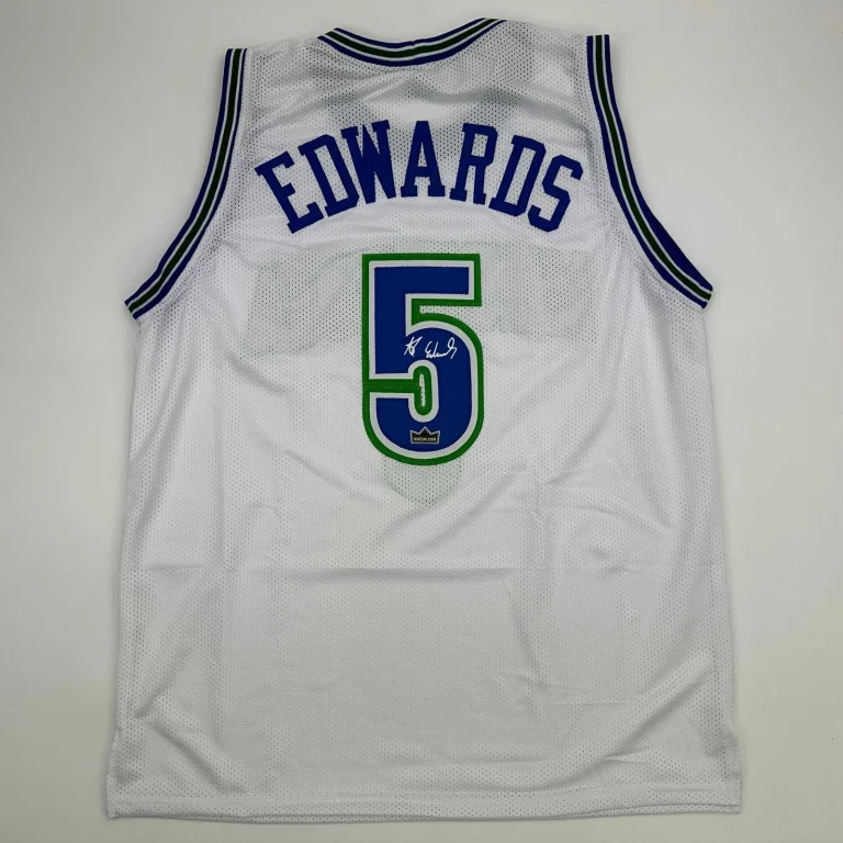 Facsimile Autographed Anthony Edwards Minnesota White Jersey Men's XL