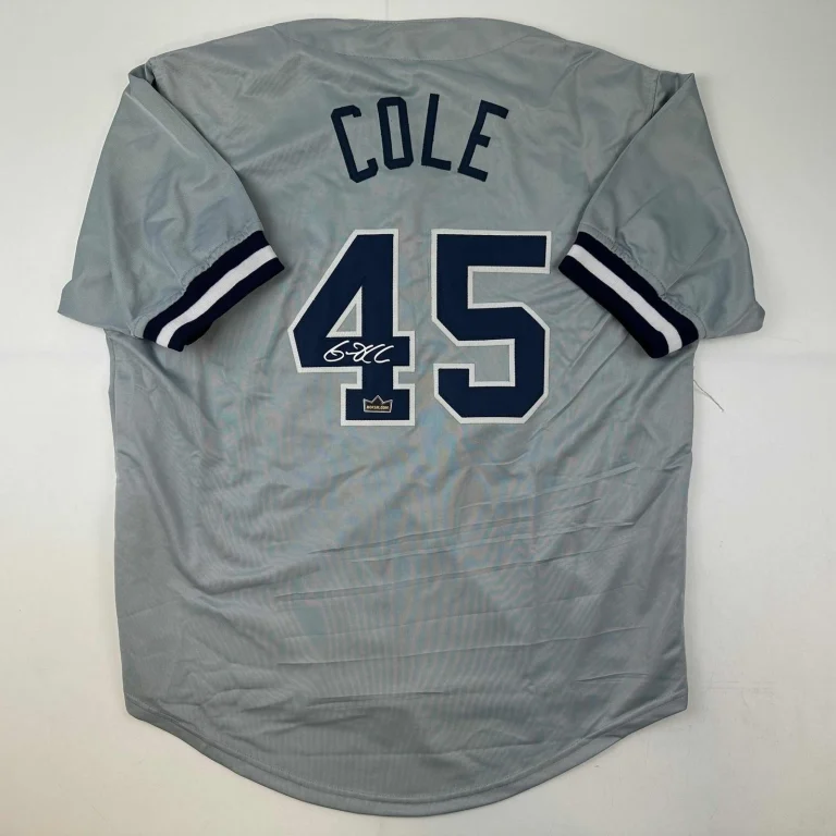 Facsimile Autographed Gerrit Cole New York Grey Jersey Size Men's XL