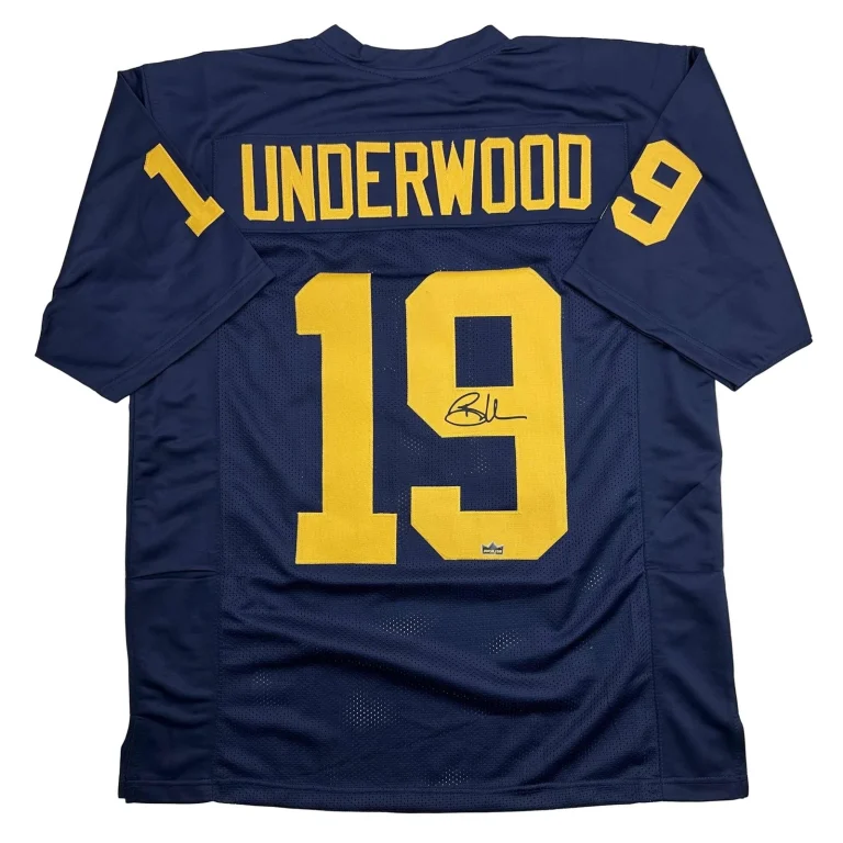 Facsimile Autographed Bryce Underwood Michigan Blue Jersey XL