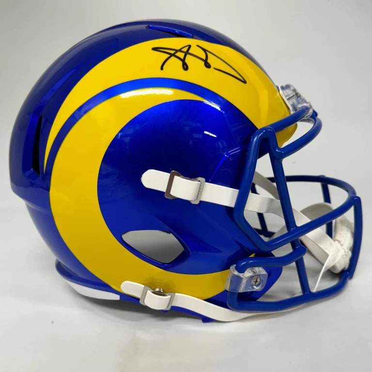 Autographed/Signed Aaron Donald Rams Full Size F/S Helmet Beckett COA
