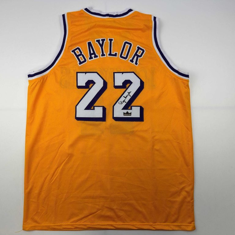 Facsimile Autographed Elgin Baylor Los Angeles LA Yellow Auto Jersey XL