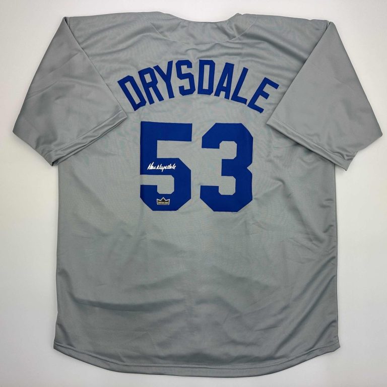 Facsimile Autographed Don Drysdale Los Angeles LA Grey Jersey Men's XL