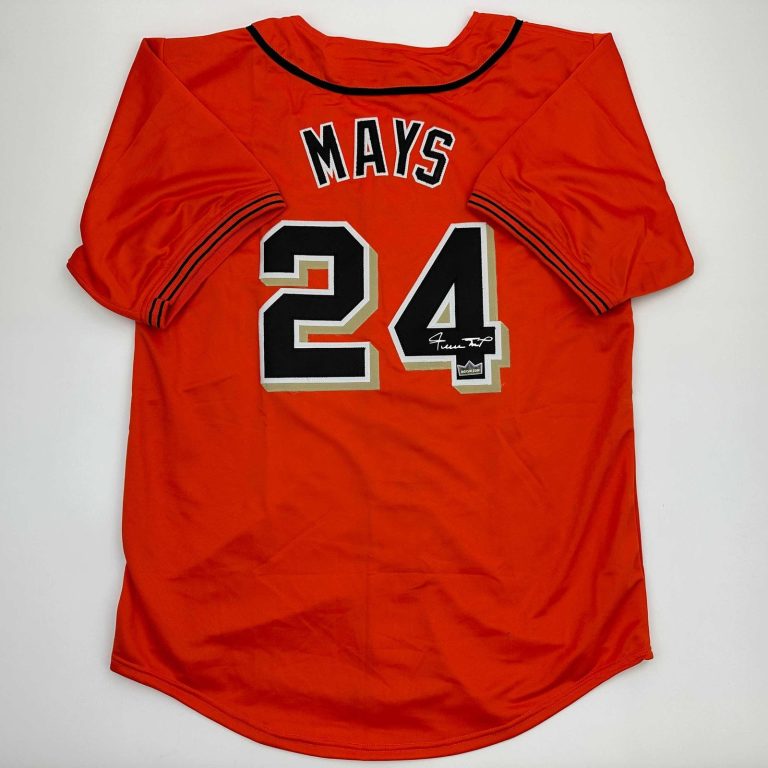 Facsimile Autographed Willie Mays San Francisco Orange Jersey Men's XL