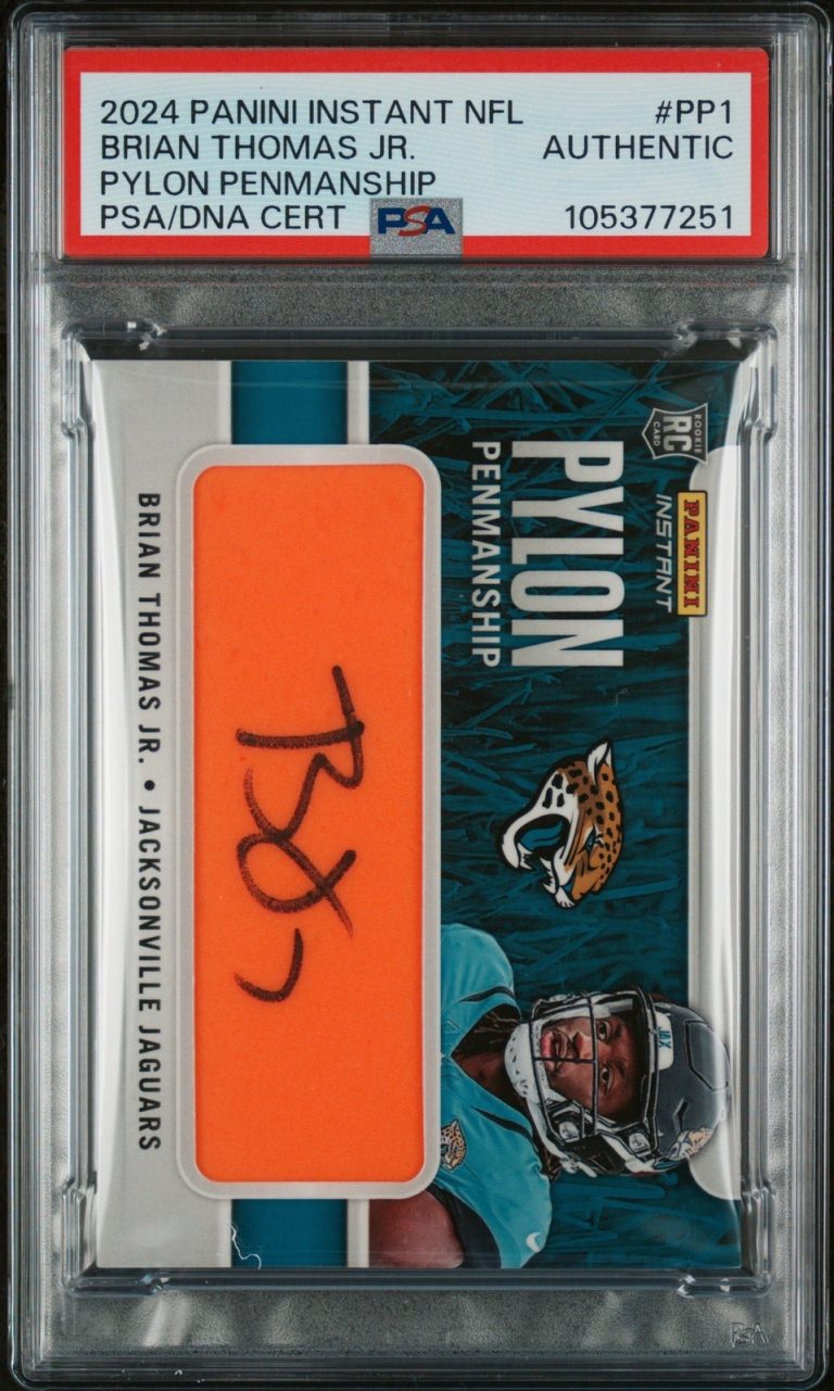 Graded 2024 Instant Brian Thomas PP1 Pylon #/10 RC Card PSA Auth Auto
