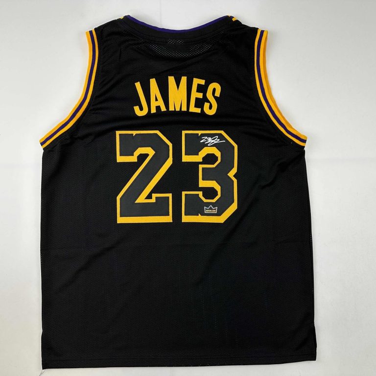 Facsimile Autographed LeBron James #23 LA Black Mamba Jersey Men's XL