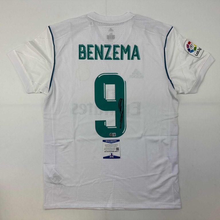 Autographed/Signed Karim Benzema Real Madrid 17-18 White Jersey Beckett COA
