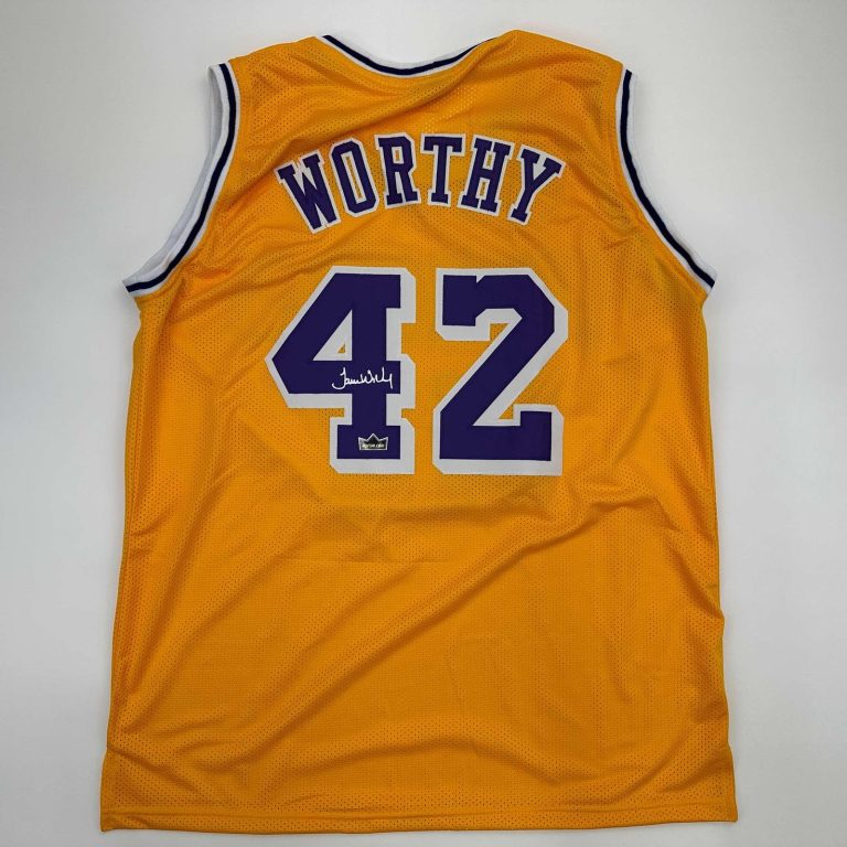 Facsimile Autographed James Worthy Los Angeles LA Yellow Jersey Men's XL