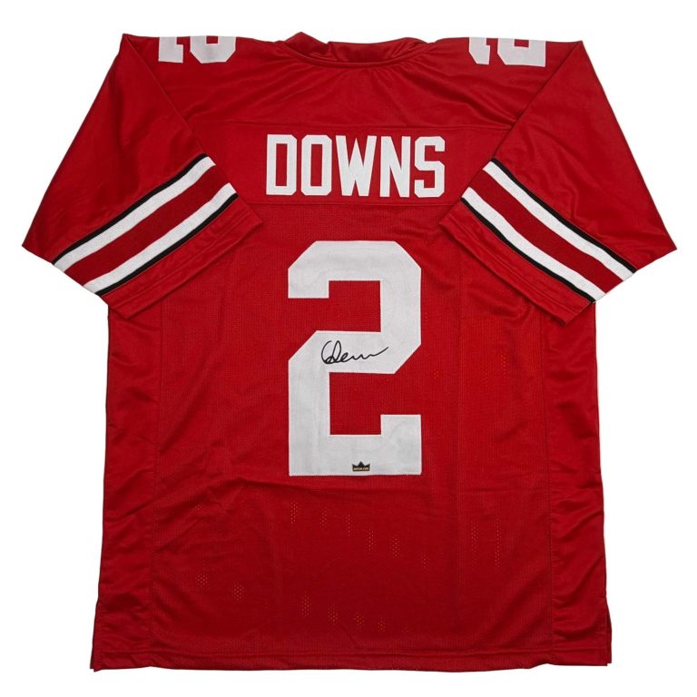 Facsimile Autographed Caleb Downs Ohio State Red Jersey Size Men's XL