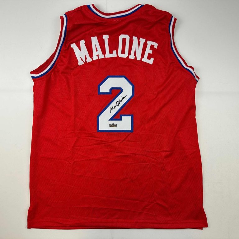 Facsimile Autographed Moses Malone Philadelphia Red Jersey Size Men's XL