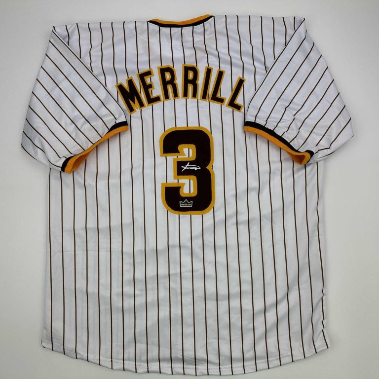 Facsimile Autographed Jackson Merrill San Diego Pinstripe Jersey Mens XL