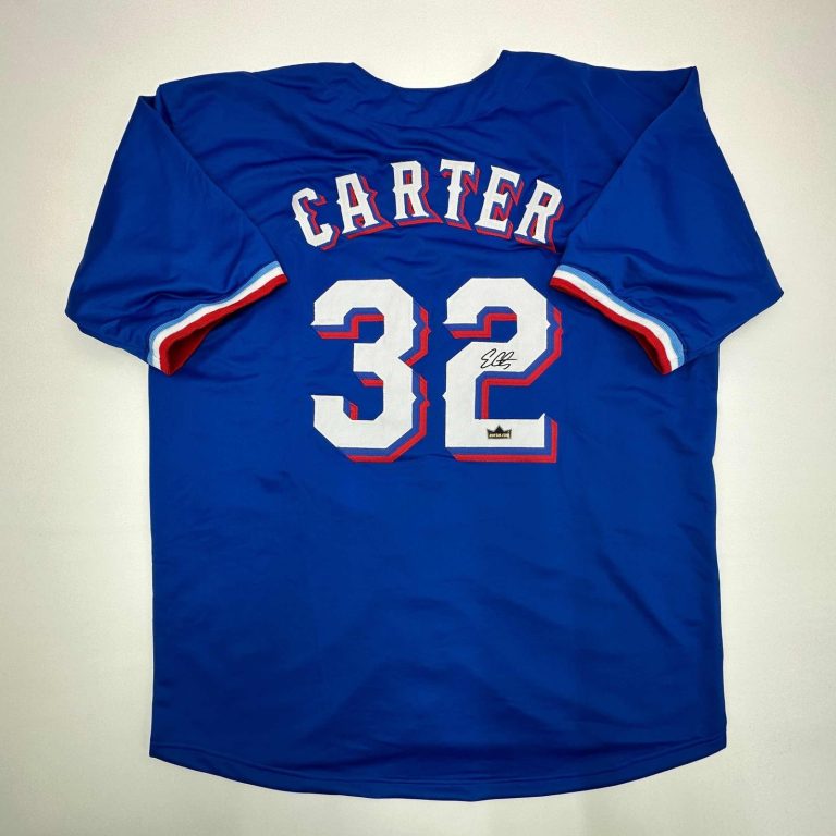Facsimile Autographed Evan Carter Texas Blue Reprint Jersey Size Men's XL