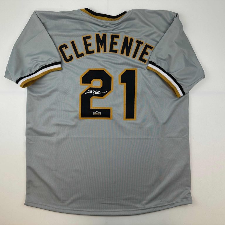 Facsimile Autographed Roberto Clemente Pittsburgh Grey Auto Jersey XL
