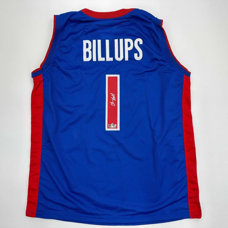 Facsimile Autographed Chauncey Billups Detroit Blue Jersey Size Men's XL