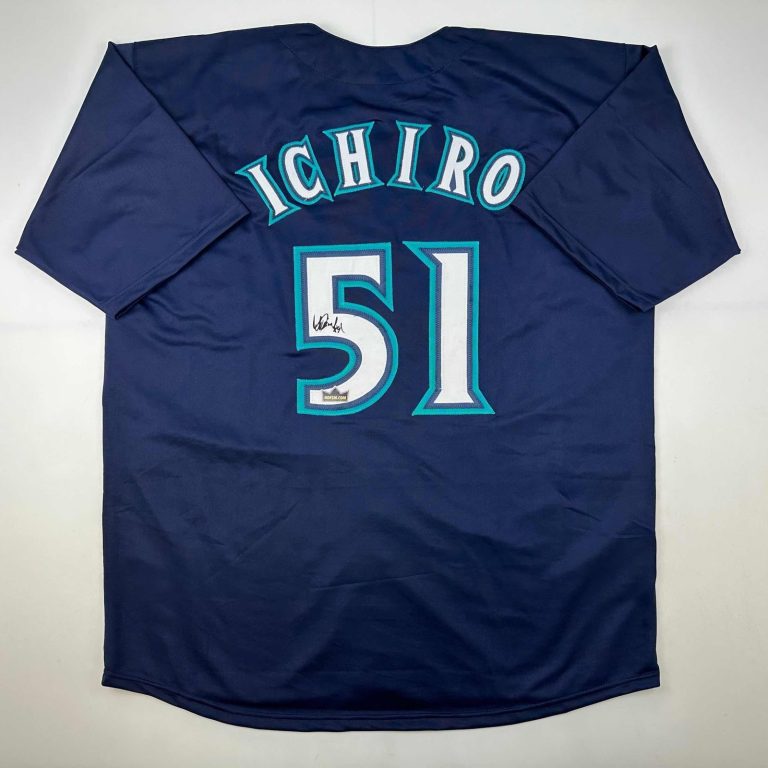 Facsimile Autographed Ichiro Suzuki Seattle Blue Auto Jersey Men's XL