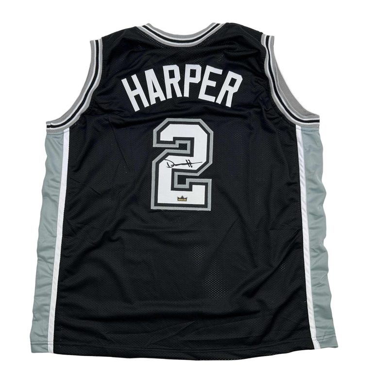 Facsimile Autographed Dylan Harper San Antonio Black Jersey Size Mens XL