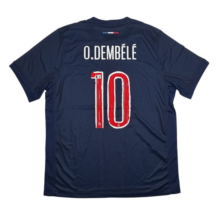 Autographed/Signed Ousmane Dembele PSG Blue Soccer Jersey Beckett BAS COA 1