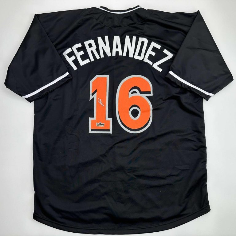 Facsimile Autographed Jose Fernandez Miami Black Jersey Size Men's XL
