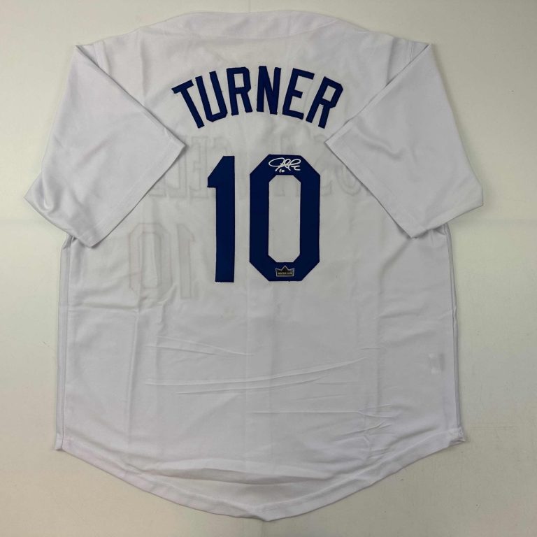 Facsimile Autographed Justin Turner Los Angeles LA White Jersey Men's XL