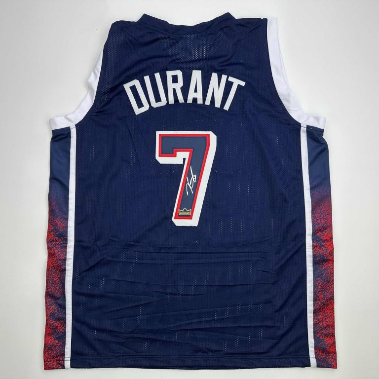 Facsimile Autographed Kevin Durant 2024 Team USA Blue Jersey Size Men's XL