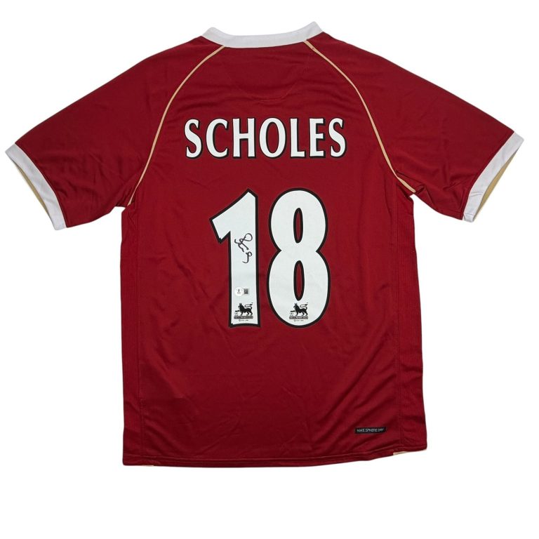 Autographed/Signed Paul Scholes Manchester United Maroon Jersey Beckett COA