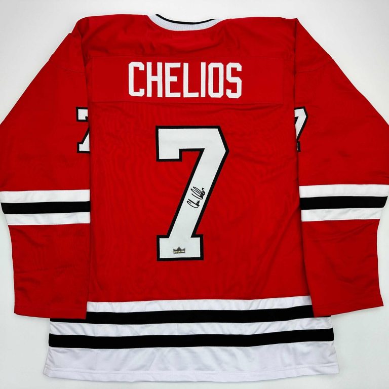 Facsimile Autographed Chris Chelios Chicago Red Jersey Size Men's XL