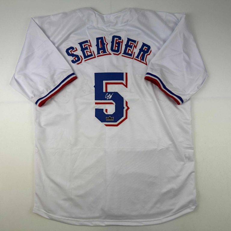 Facsimile Autographed Corey Seager Texas White Reprint Jersey Size Men's XL