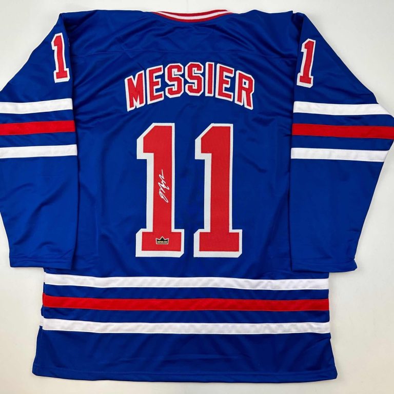 Facsimile Autographed Mark Messier New York Blue Auto Jersey Men's XL
