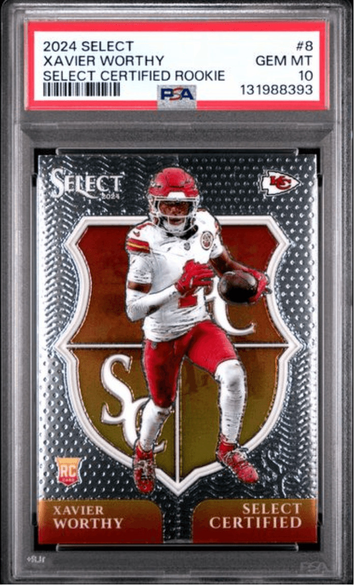 Graded 2024 Select Xavier Worthy #8 Certified RC Football Card PSA 10