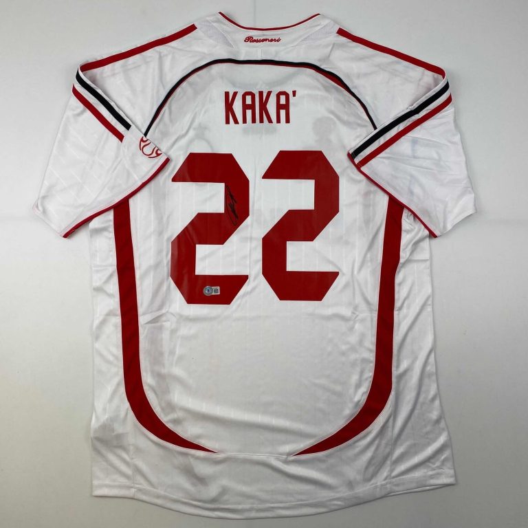 Autographed/Signed Ricardo Kaka AC Milan White Jersey Beckett BAS COA