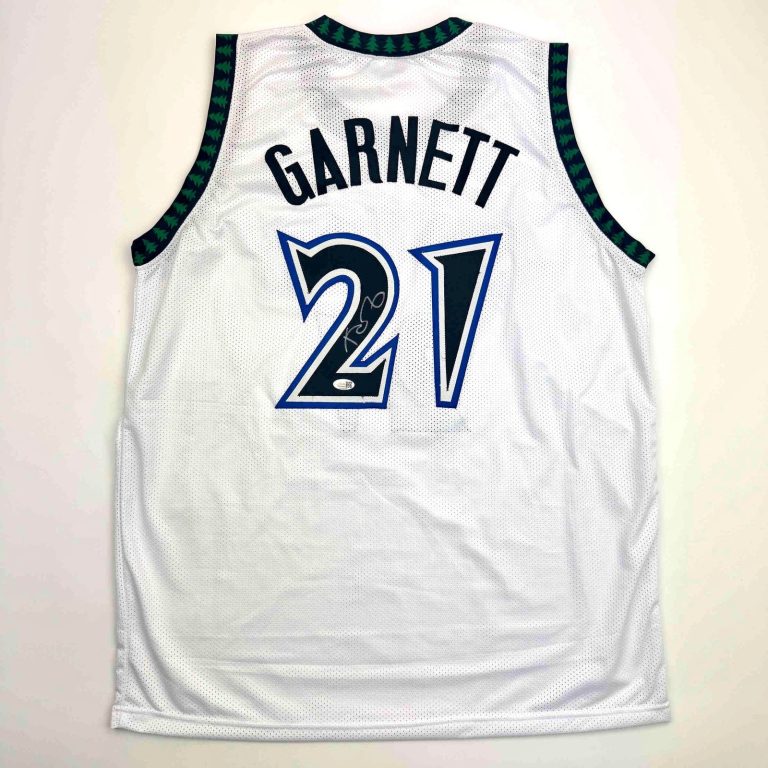 Autographed/Signed Kevin Garnett Minnesota White Jersey Beckett COA
