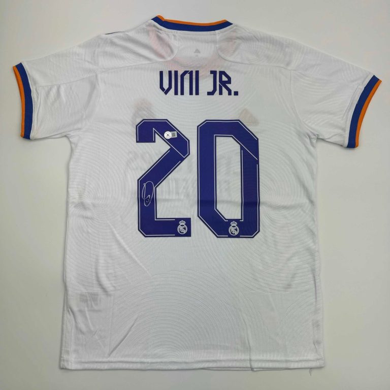 Autographed/Signed Vini Vinicius Jr. Real Madrid White Jersey BAS COA #2