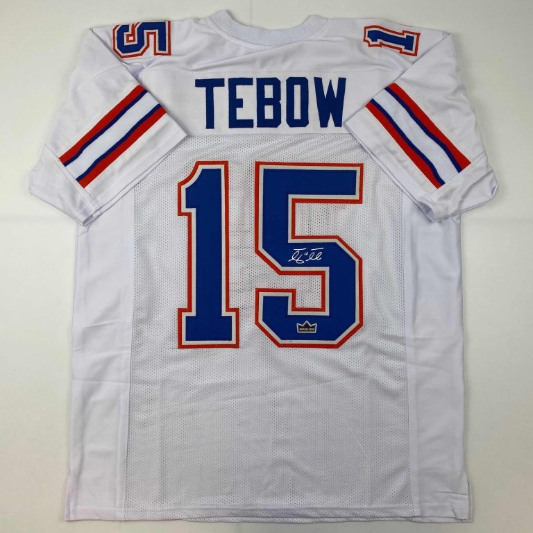 Facsimile Autographed Tim Tebow Florida White Auto Jersey Size Men's XL