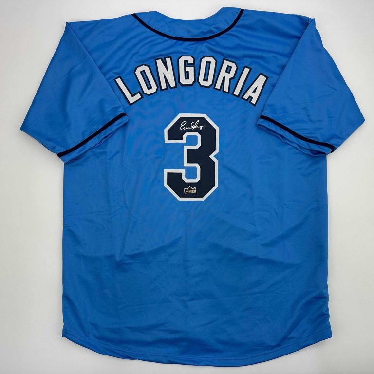 Facsimile Autographed Evan Longoria Tampa Bay Light Blue Jersey Men's XL