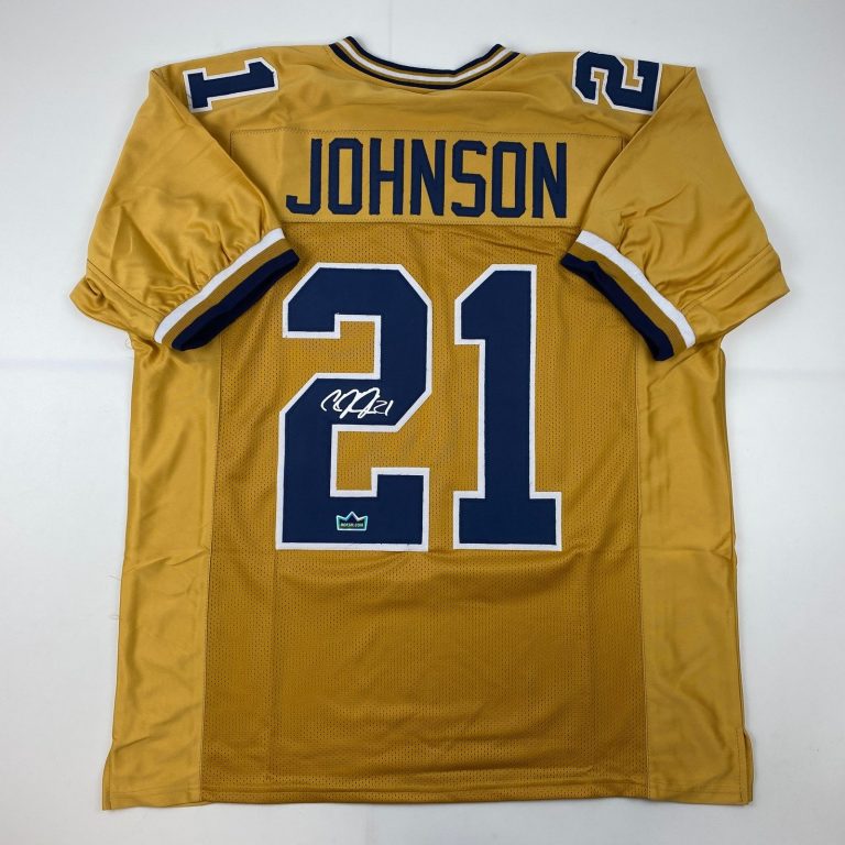 Facsimile Autographed Calvin Johnson Georgia Tech Gold Jersey Men's XL