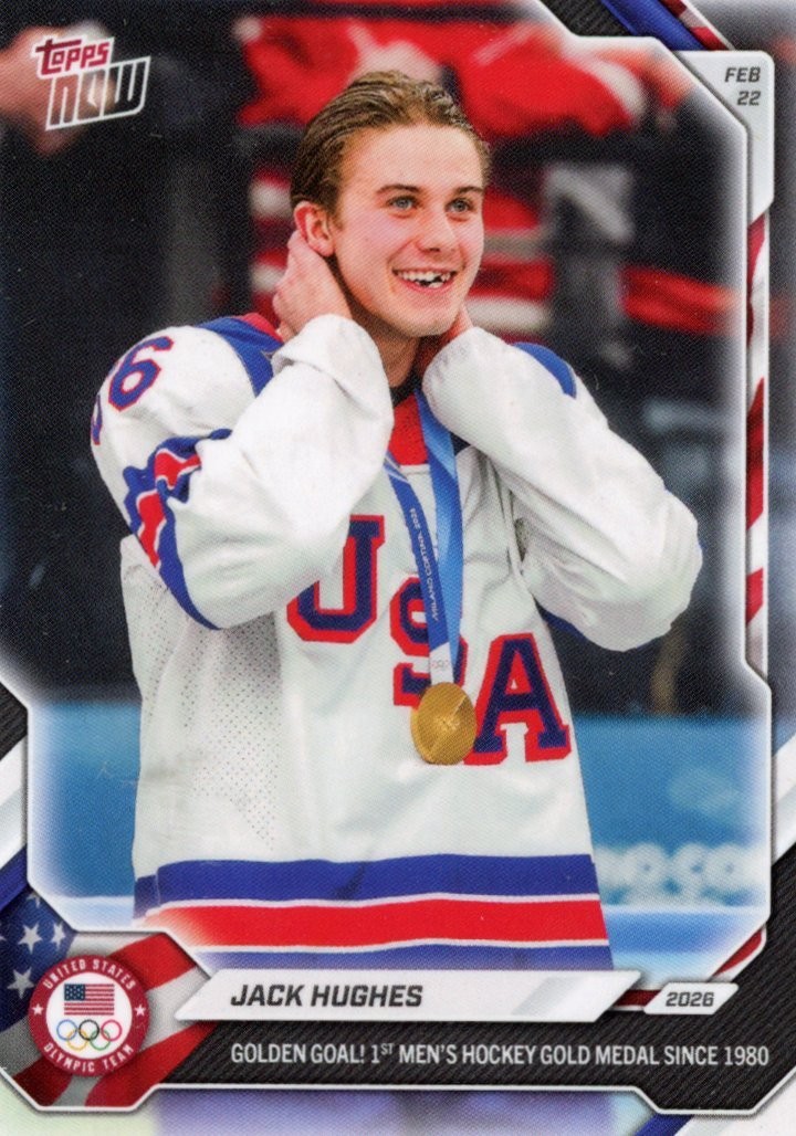 2026 Now Olympics Jack Hughes #18-SP Image Variation Short Print USA Card